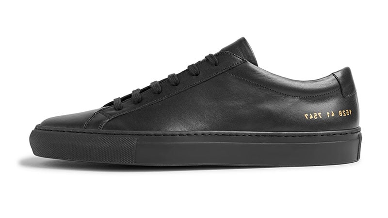 plain black leather sneakers