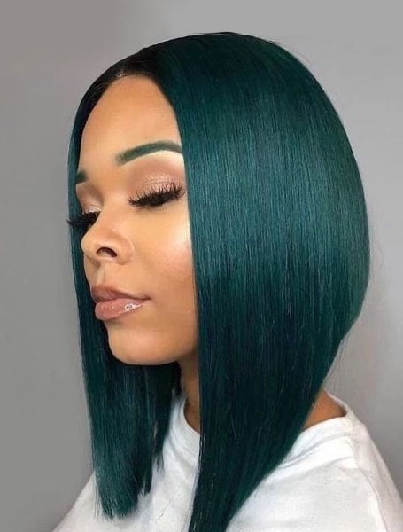 Dark Green Asymmetric Bob