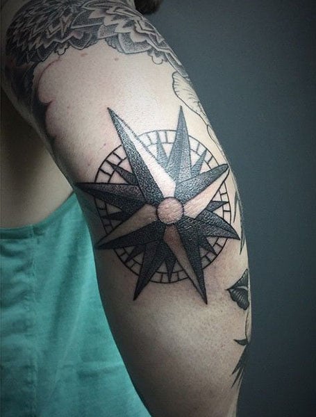 Elbow Compass Tattoo