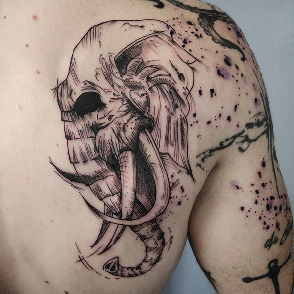 Tattoos by Justin Nolasco  Elephant skull for William  Facebook