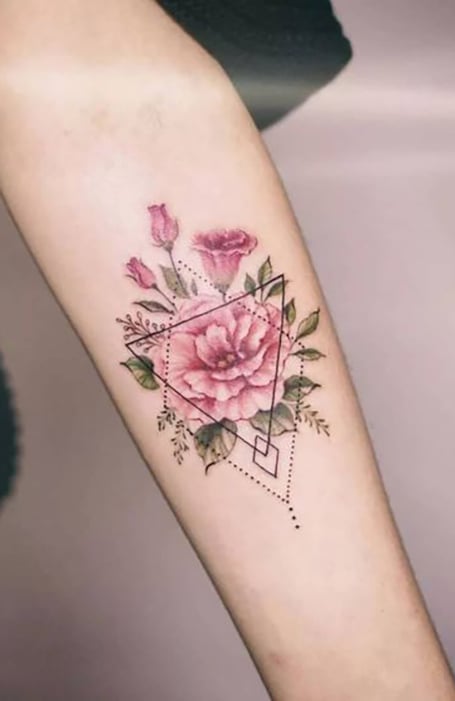 Geometric Floral Tattoo