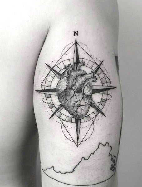 Heart Compass Tattoo