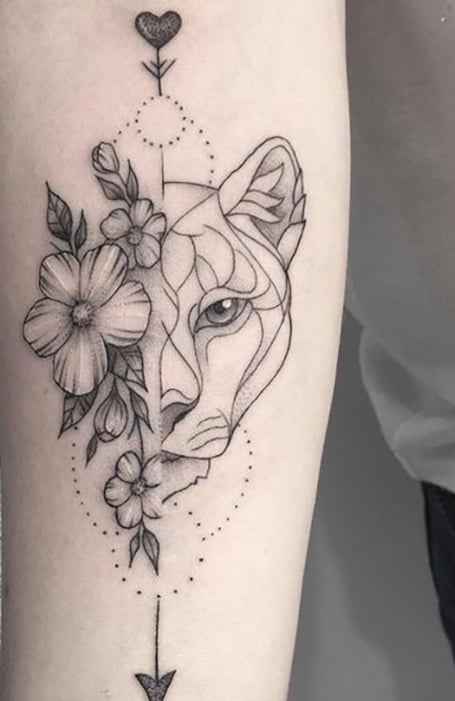 Lion Flower Tattoo