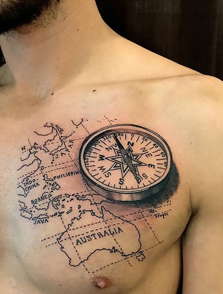 Map And Compass Tattoo