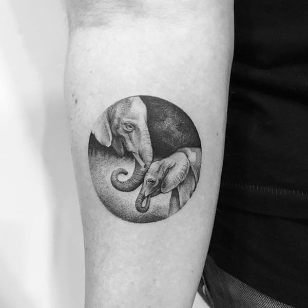 Mom And Baby Elephant Tattoo