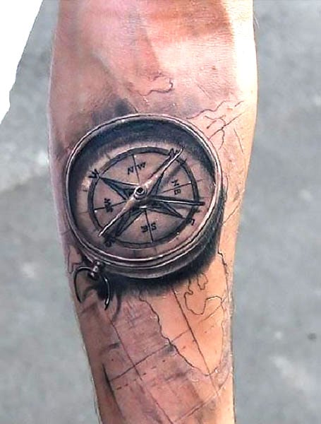 3D compass tattoo | Compass tattoo design, Compass tattoo, Tattoos