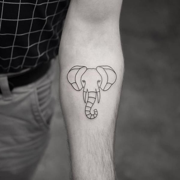 Fine line elephant tattoo on the neck