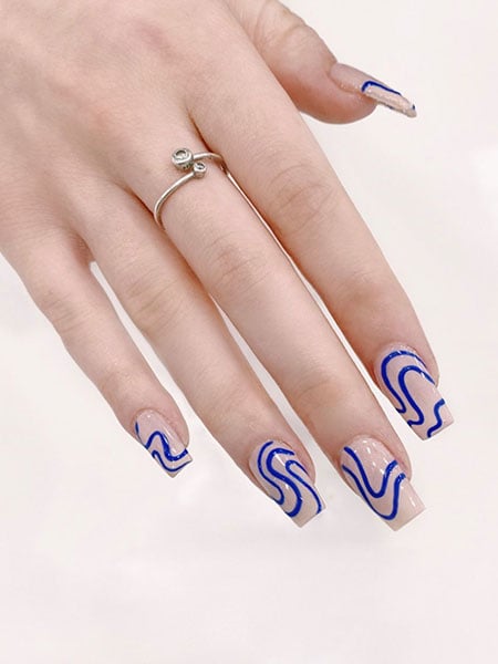 Blue Line Nail Art