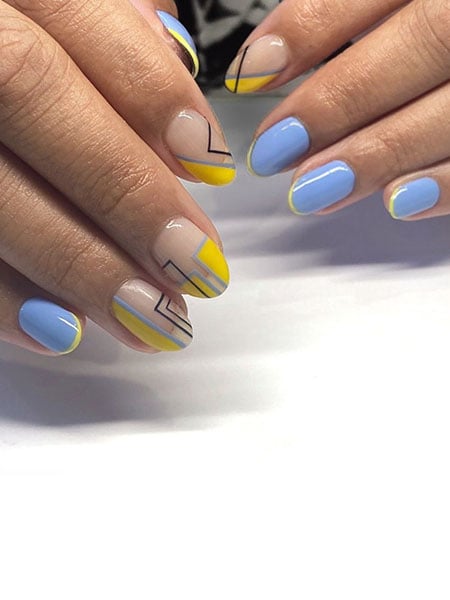 Blue And Yellow Nails