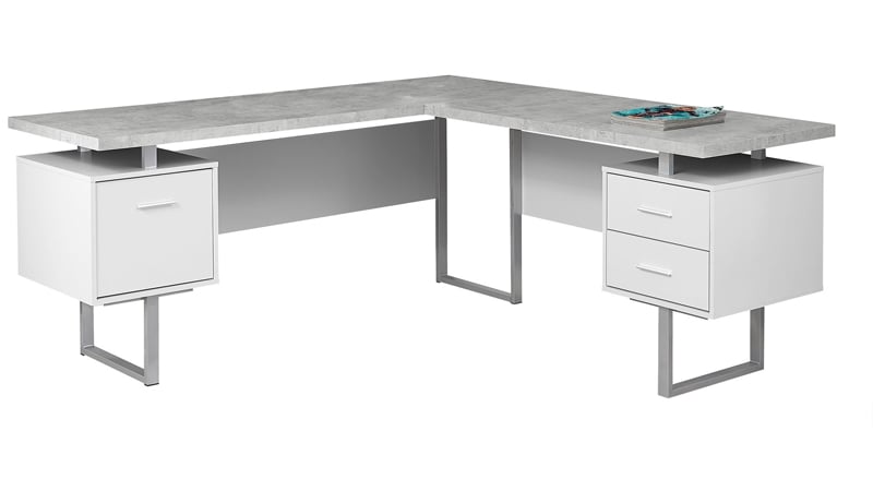 Carbon Loft Brandenberger White And Cement Left Or Right Facing Computer Desk