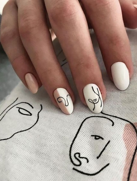 Featured image of post Acrylic Black And White Nails With Smiley Face On Middle Finger - Engraved wording painted black, background is distressed white paint.