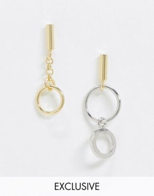 Designb Exclusive Earring Pack With Asymmetric Hoop Charms In Multi