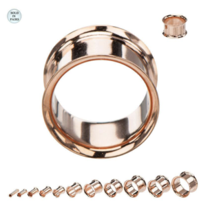 Flesh Tunnels Rose Gold Over Surgical Steel Screw Double Flare