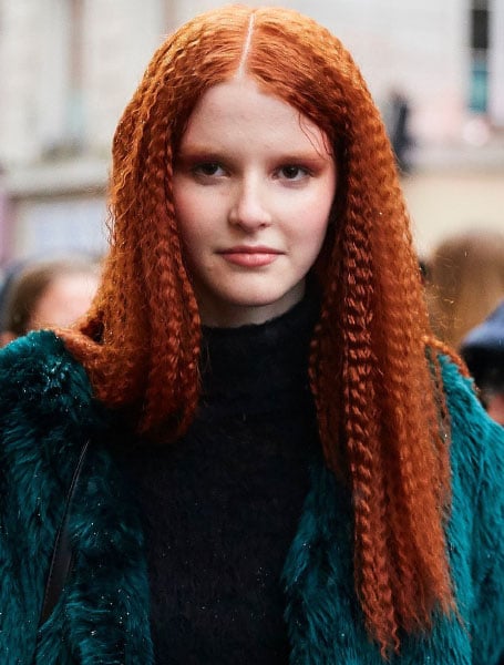 Long Crimped Red Hair