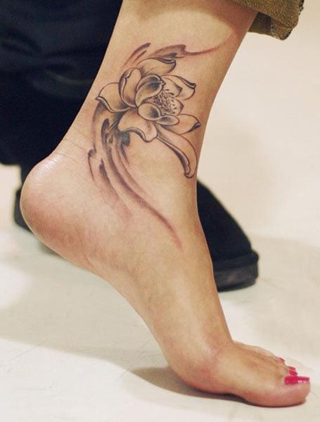 Lotus Flower Ankle Tattoo