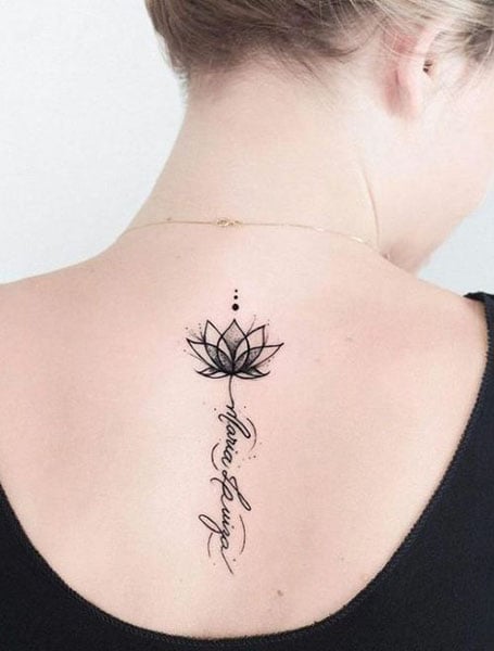 Lotus Flower Back Tattoo