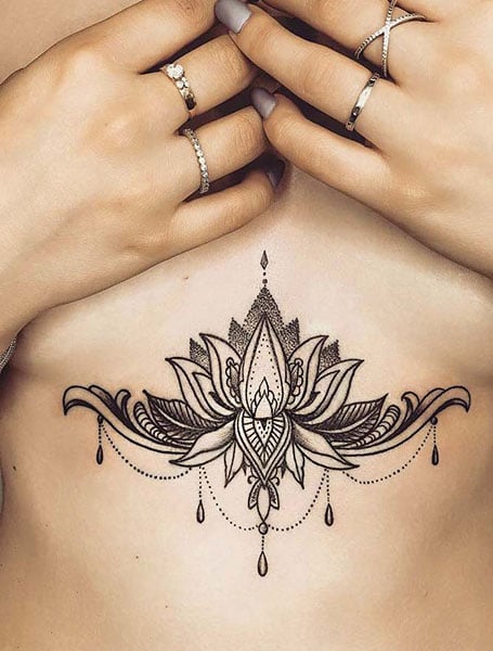 Lotus Flower Chest Tattoo