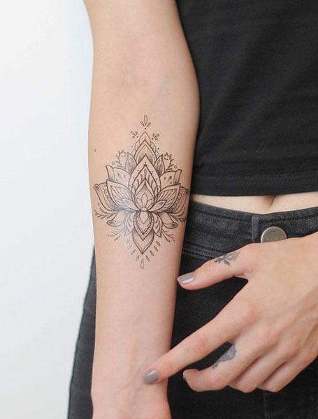 Lotus Flower Forearm Tattoo