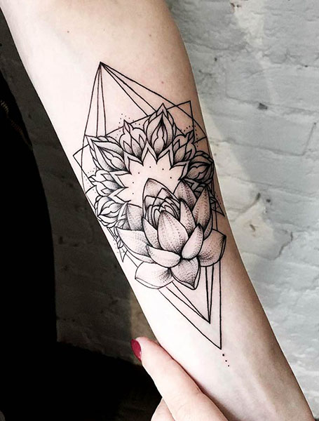 Top 98+ about geometric lotus tattoo super hot .vn