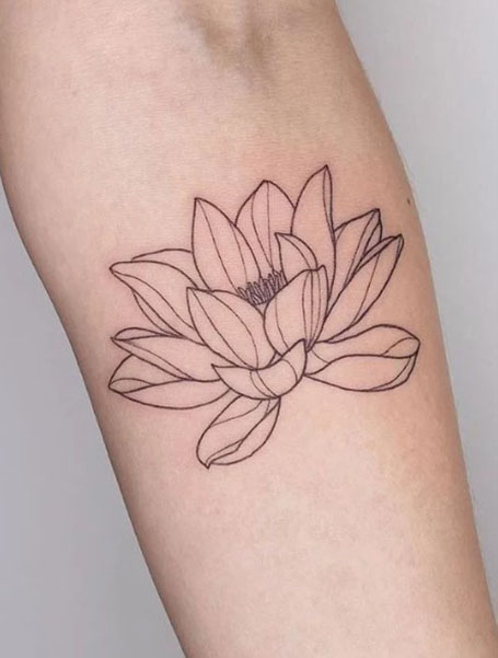 Lotus Flower Outline Tattoo