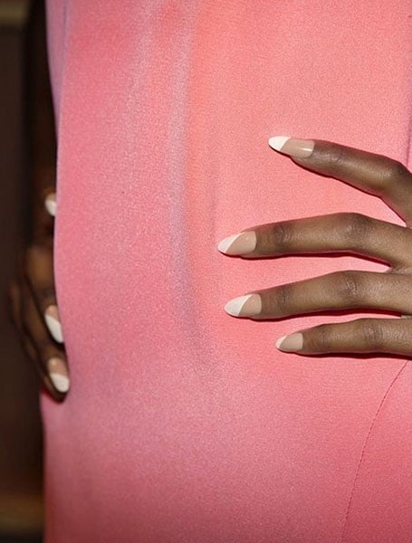 Nude Nails With Asymetric White Tip