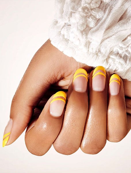 Nude Nails With Yellow Detail
