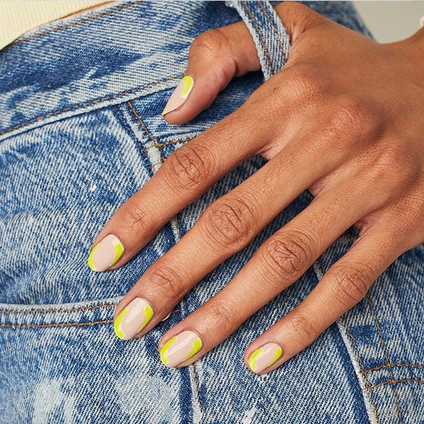 Nude And Yellow Nail Art