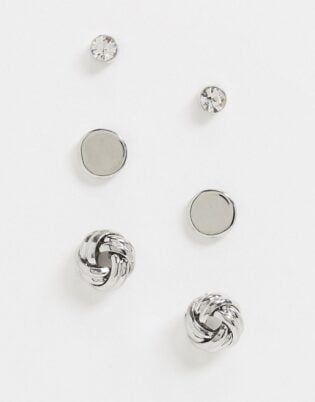 River Island Earring Pack In Silver