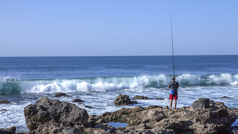 Gran Canaria Spain Maspalomas Beach Ocean Rocks Fishing