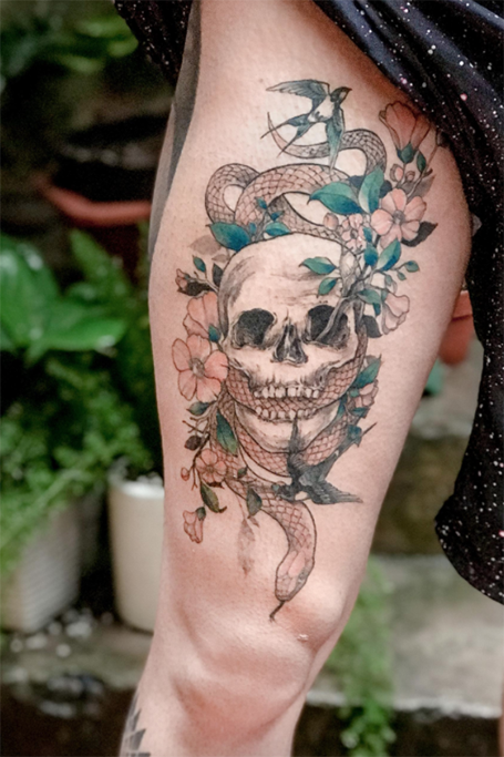 Skull And Snake Tattoo