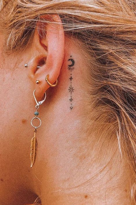 Earlobe Tattoos Different Minimalistic And Fun  Tattoos Ear lobe tattoo  Industrial piercing jewelry