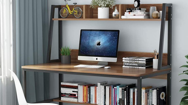25 Cool Desks For Your Home Office, Small Office Rectangular Desk With Hutch Bookcase White