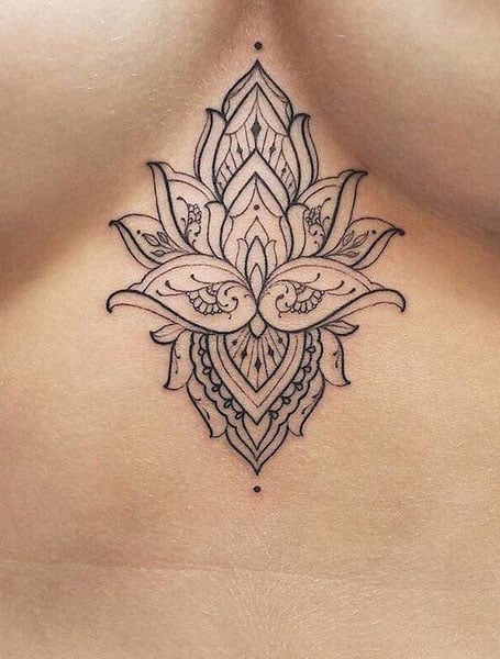Underboob Lotus Tattoo