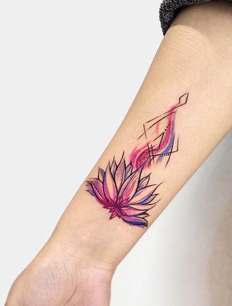 Water Color Lotus Tattoo