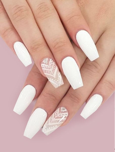 74 White Nails With Diamonds That Will Amaze You