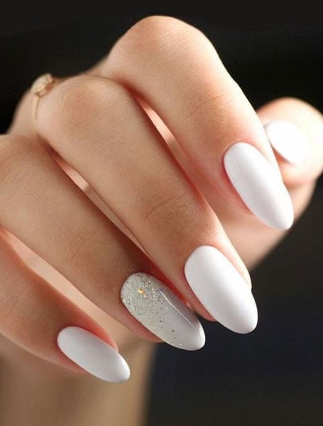 White With Glitter Nails