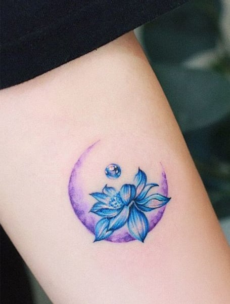 Blue Lotus Flower Tattoo by London Reese TattooNOW