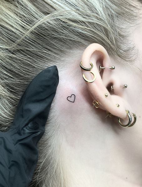 Heart Behind Ear Tattoo