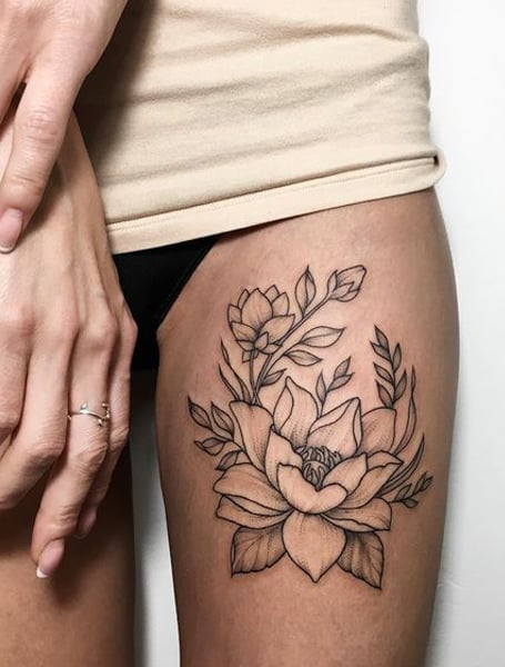 Lotus Flower Thigh Ink