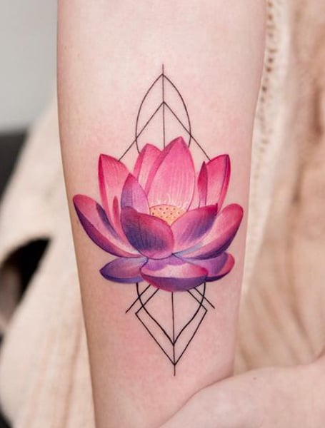 Pink Lotus Flower Ink