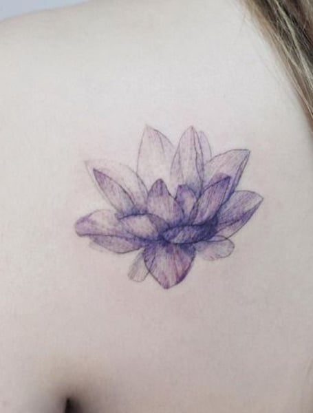 Pink Ink Japanese Lotus Flower Tattoo Design For Half Sleeve