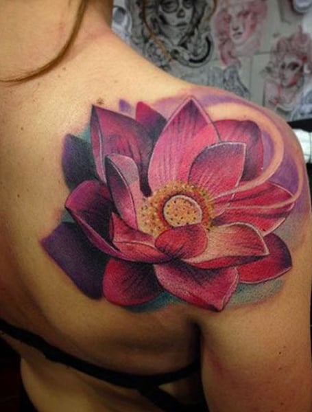 Red Lotus Flower Ink