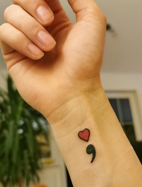 Semicolon Heart Tattoo