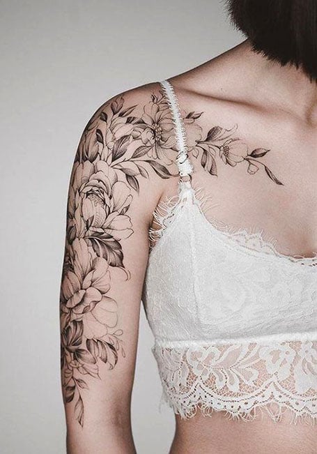 Black And White Sleeve Tattoo Women
