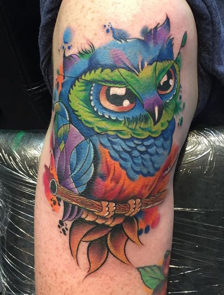 Colorful Owl Tattoo