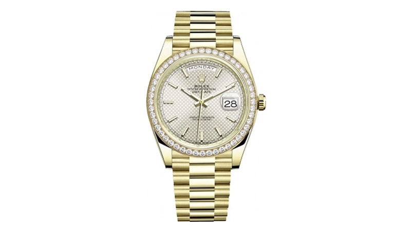 Day Date 40 Automatic Silver Dial Men's 18kt Yellow Gold President Watch