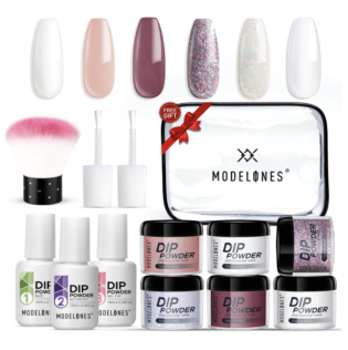 Dipping Powder Nail Kit With 6 Colors White Glitter,dip Powder System Starter Nail Kit Acrylic Dipping System