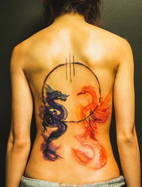 dragon vs griffin tattoo