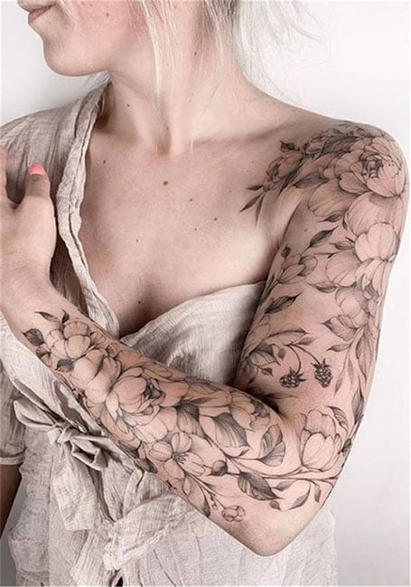 Floral Sleeve Tattoo Women