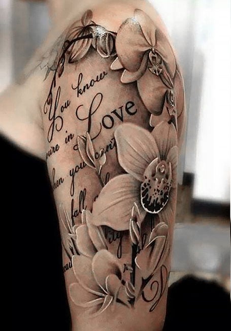 Half Sleeve Tattoow Ith Quote Women